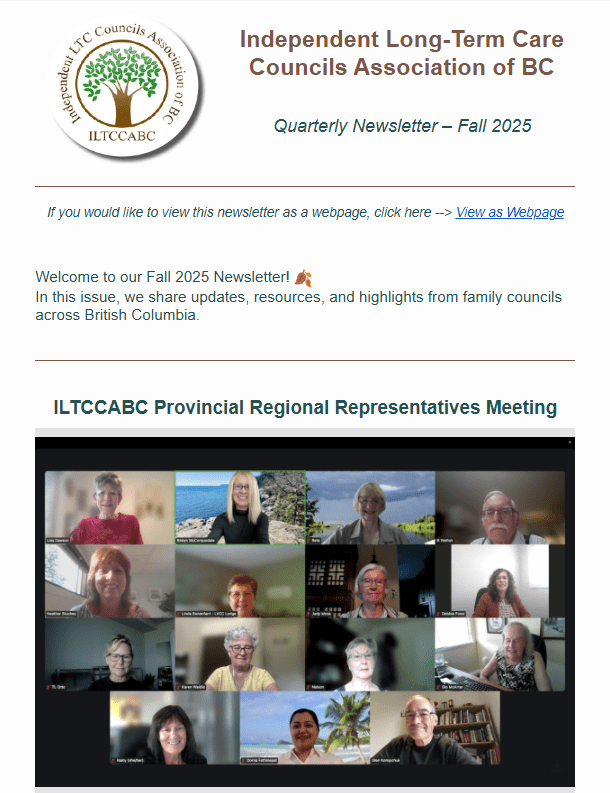 Newsletter screenshot with video meeting participants.