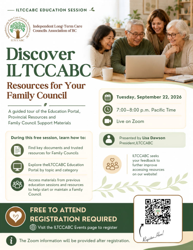 Family Council Resources virtual education session poster